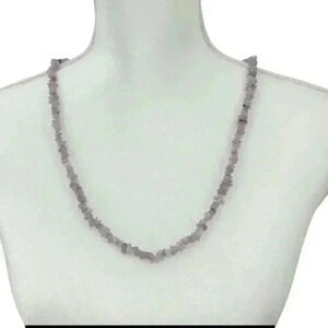 Amethyst smooth chip handmade necklace 34".